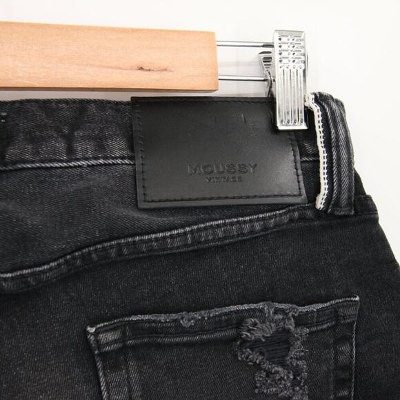 Moussy Jeans Black Alhambra Flare Distressed High Rise Faded Leather Size 30 - Picture 11 of 16